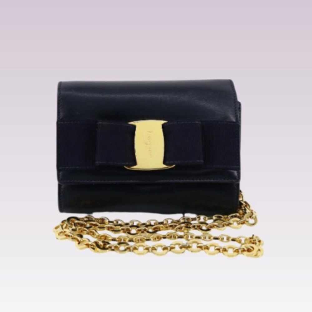 Salvatore Ferragamo Blue and Gold Mini bag with Chain Strap - Picture 9 of 9